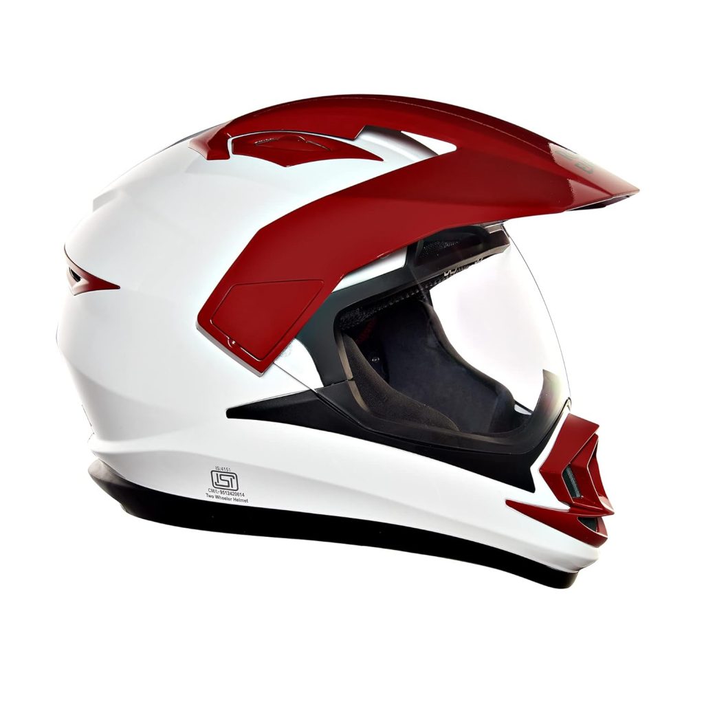 Full Face Riding Helmet White & Red