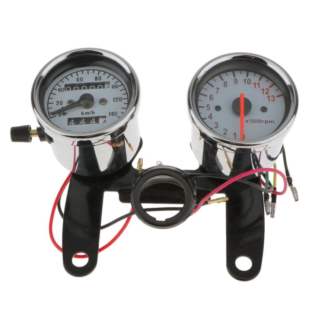 Motorcycle Tachometer Odometer Speedometer Gauge with Bracket