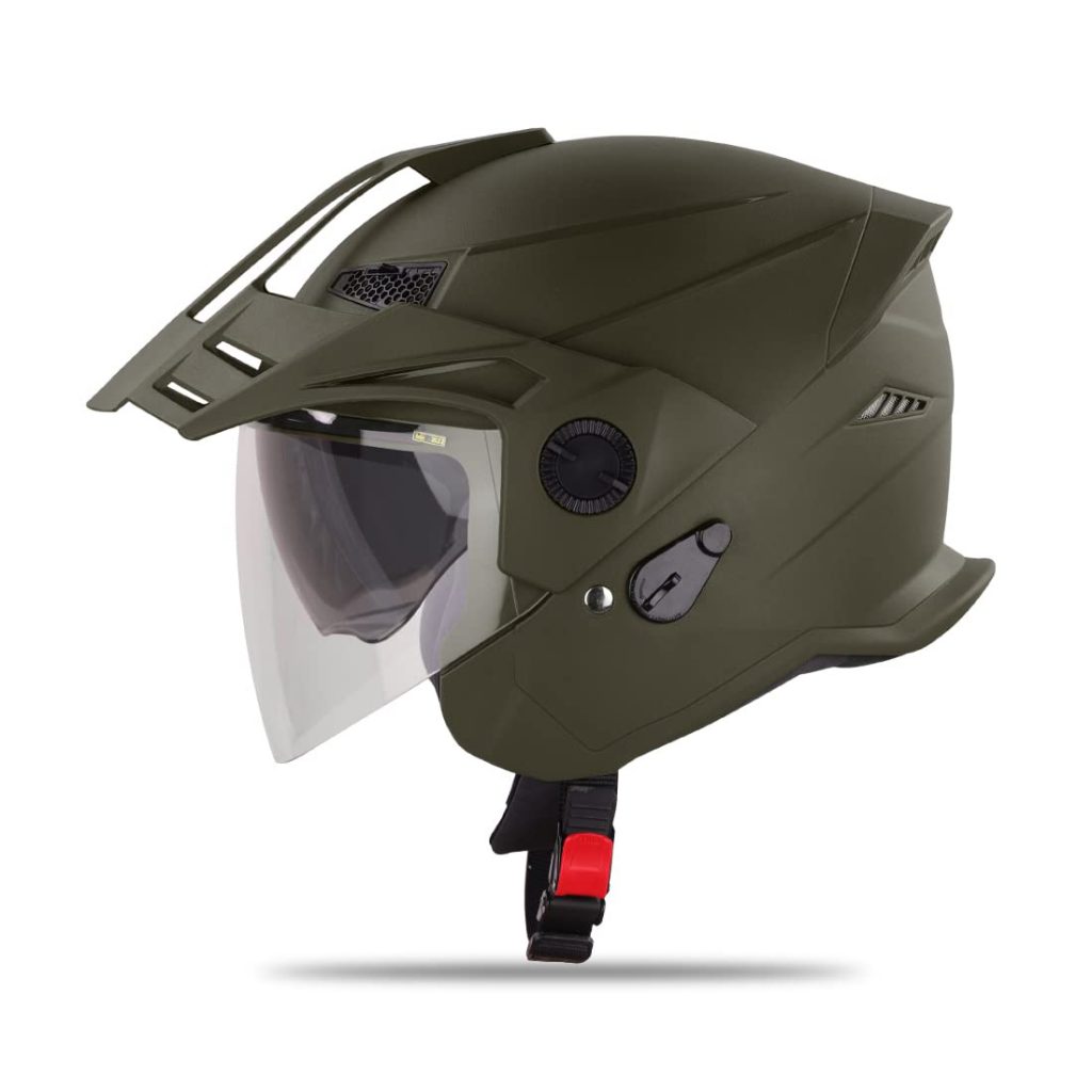 Open Face Motorcycling Helmet With Inner Sun Shield