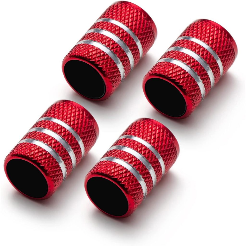 Premium Red Metal Bike Tyre Valve Caps